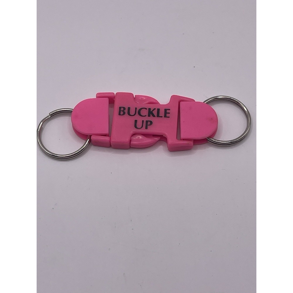 Seat Belt "BUCKLE UP" Pink KEYCHAINS